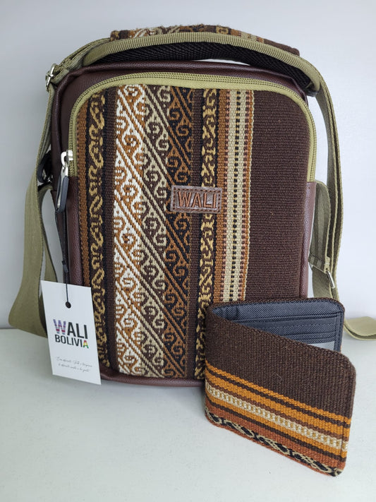 Combo morral con billetera (cafe)