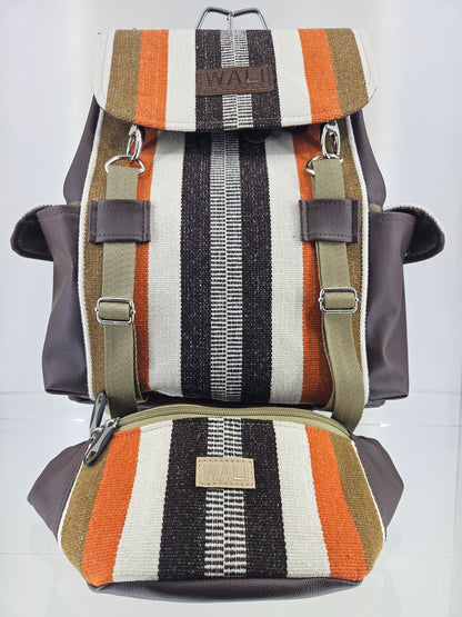 Combo Mochila y Riñonera (camel cooper)