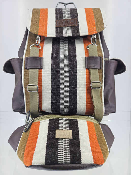 Combo Mochila y Riñonera (camel cooper)