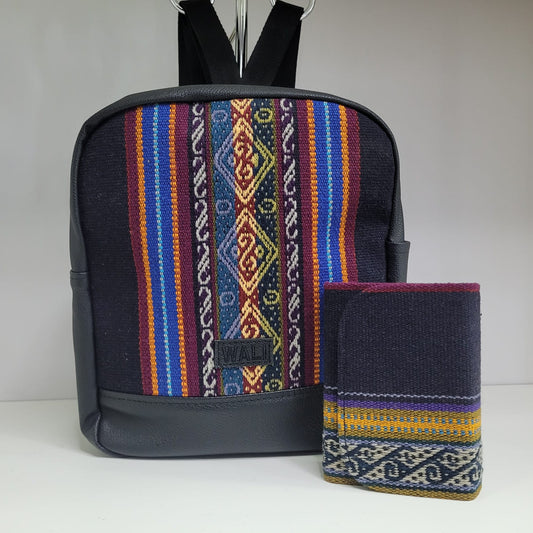 Combo mochila mini y billetera mini (azul marino)