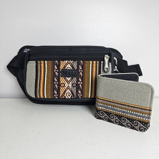 Combo riñonera y billetera doble (plomo)