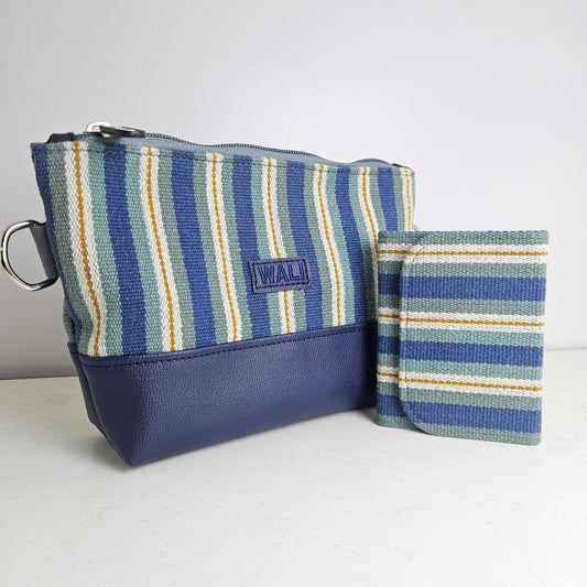 Combo cartera y billetera mini (azul esmeralda)
