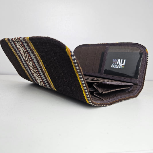 Billetera Portacelular (cafe con diseño medio)