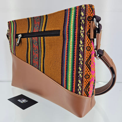 Cartera cuero aguayo (naranja oscuro)