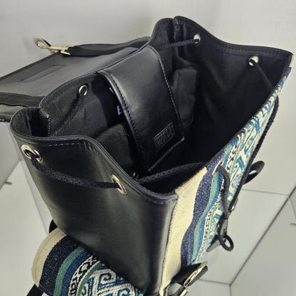 Mochila wali cuero aguayo (jade)