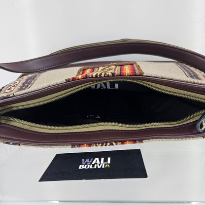 Cartera cuero aguayo (beige)