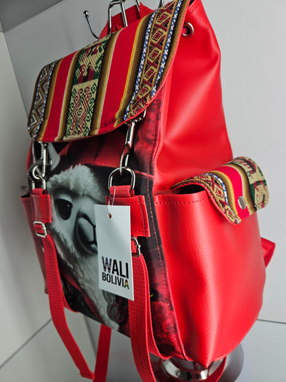 Mochila urbana (rojo llamita peluche)