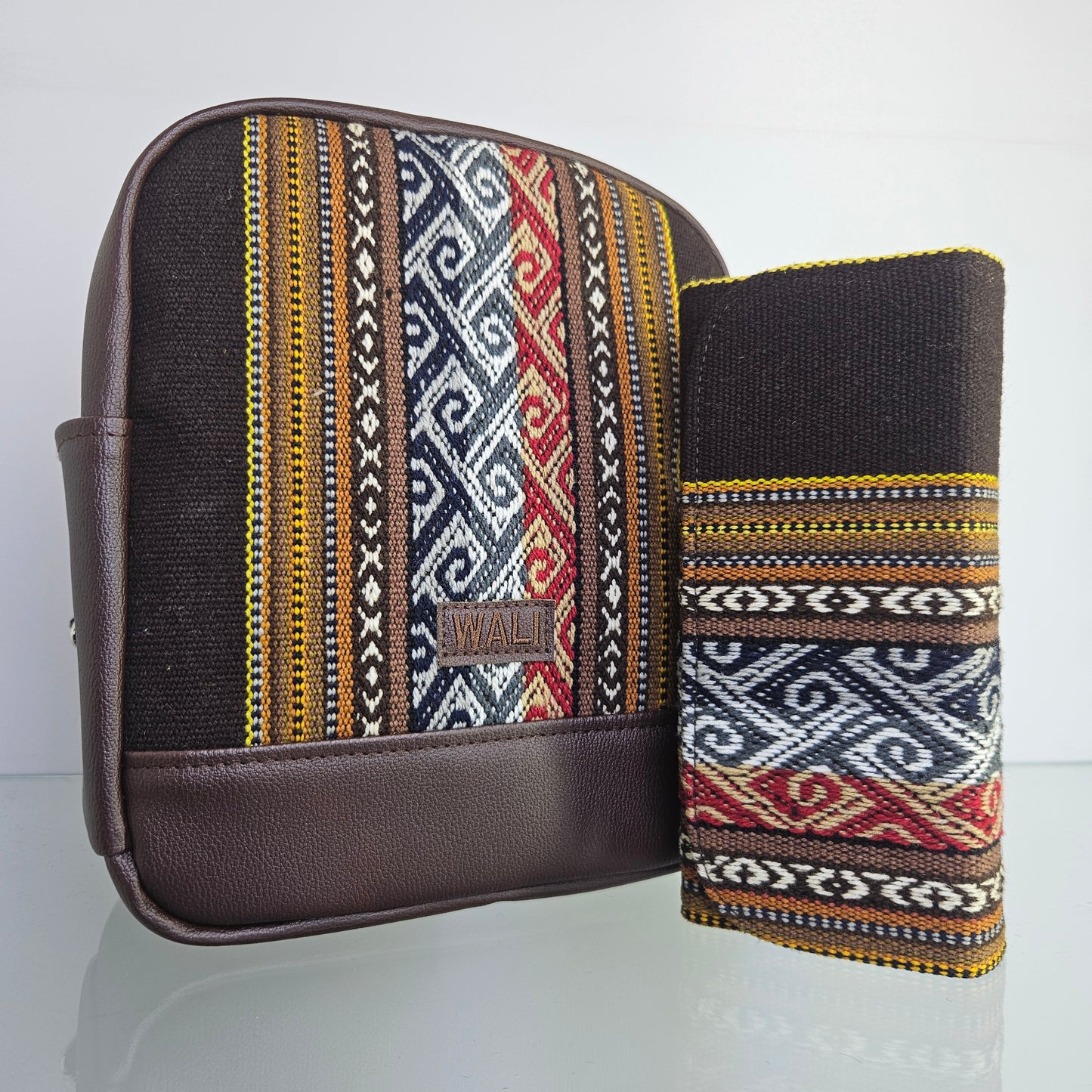 Combo Mochila Mini y billetera Portacelular (chocolate)