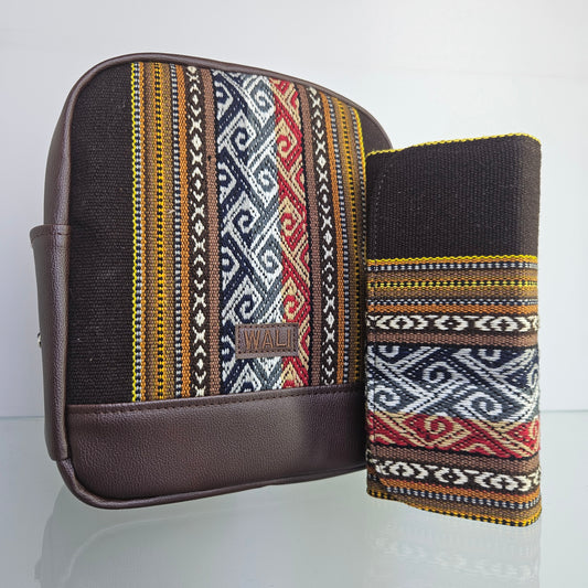Combo Mochila Mini y billetera Portacelular (chocolate)