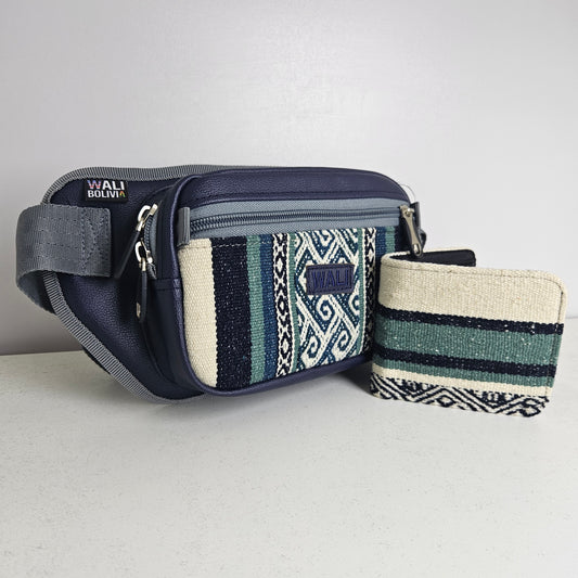 Combo riñonera y billetera (jade azul)