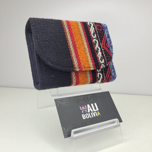 Billetera Mini (negro con rayas naranjas )