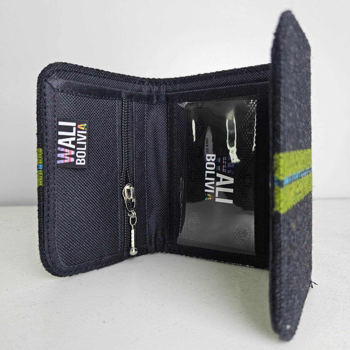 Billetera triple (azul rayas verdes)