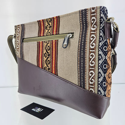 Cartera cuero aguayo (beige)