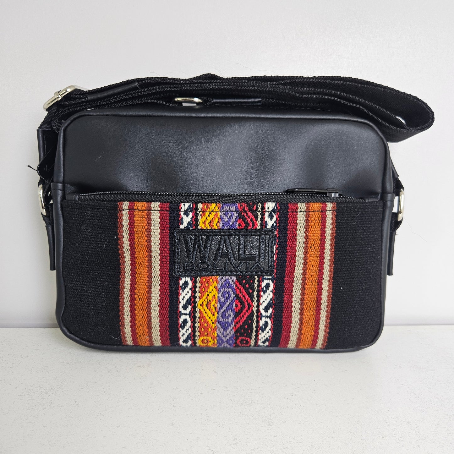 Bandolera de cuero (negro con diseño)