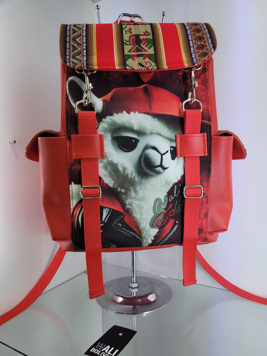 Mochila (rojo llamita peluche)