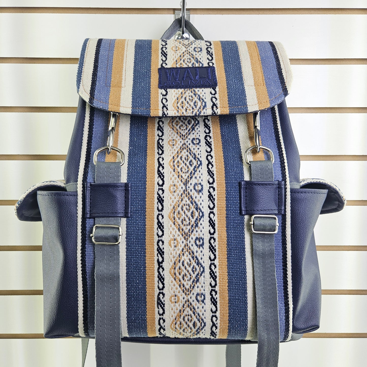 Mochila de aguayo (azul cremita)