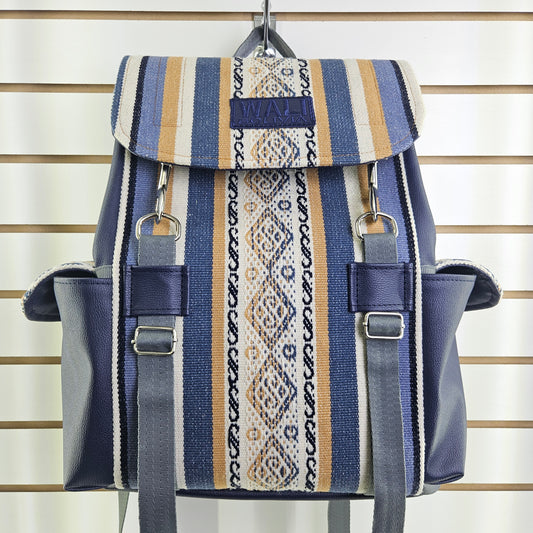 Mochila de aguayo (azul cremita)