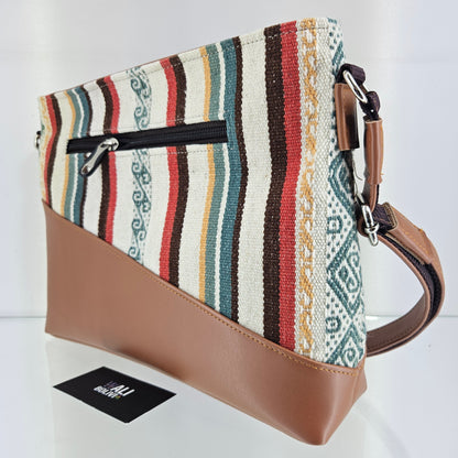 Cartera cuero aguayo (pastel)