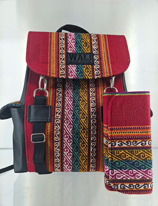 Combo Mochila y billetera (rojo carmin)