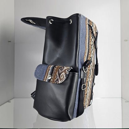 Mochila wali cuero _ azul demin