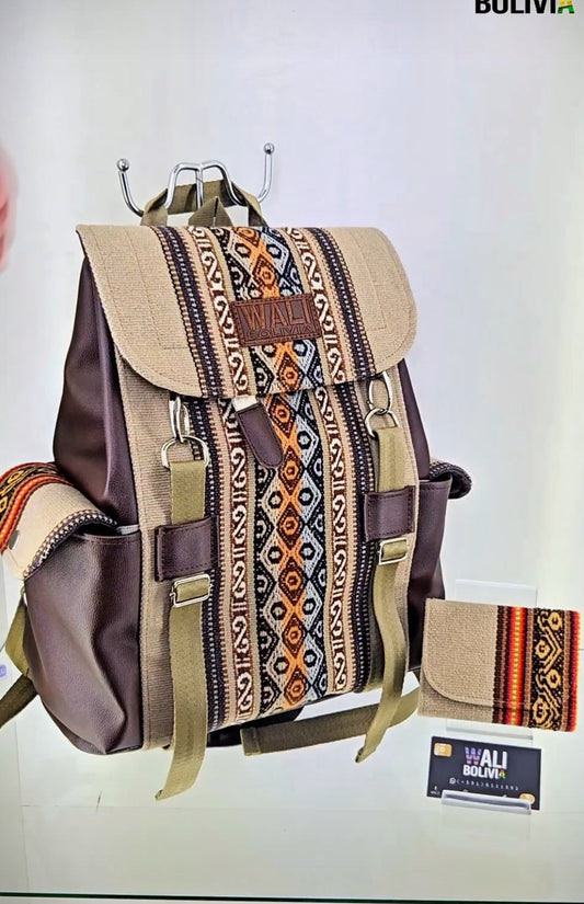 Combo Mochila y billetera mini (beige)