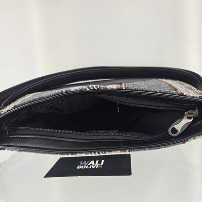 Cartera cuero aguayo (gris lobo)
