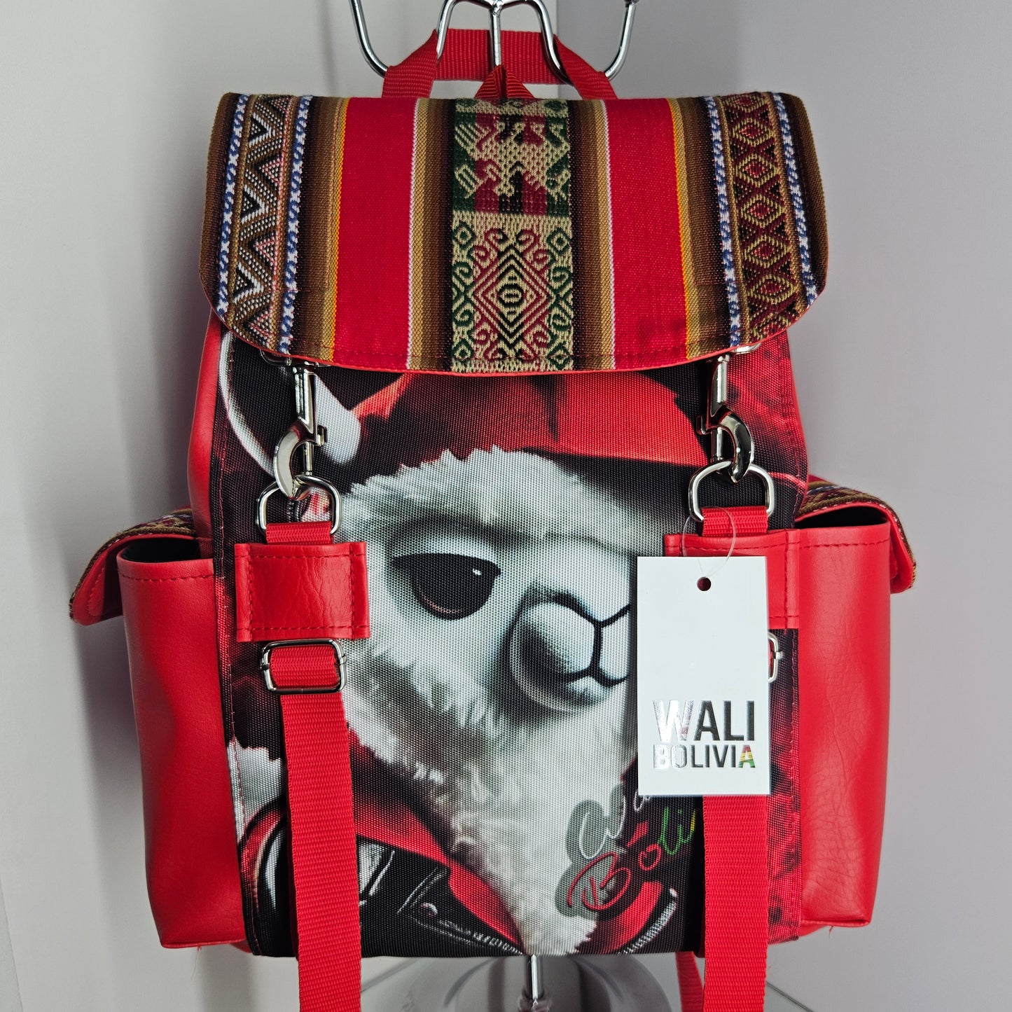 Mochila urbana (rojo llamita peluche)