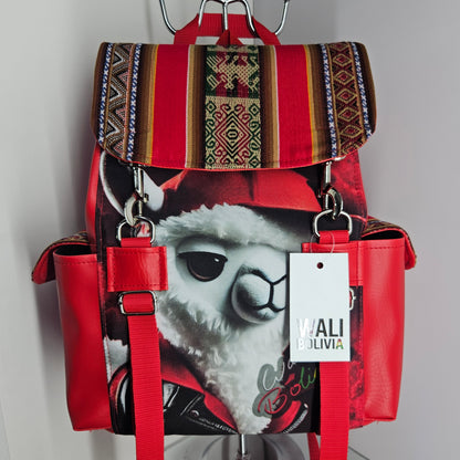 Mochila urbana (rojo llamita peluche)
