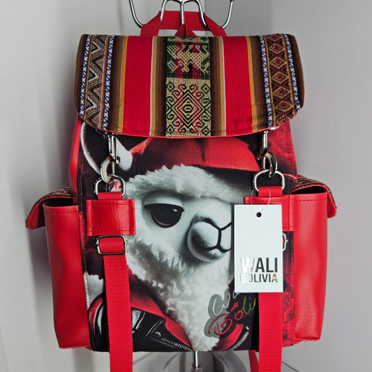 Mochila urbana (rojo llamita peluche)