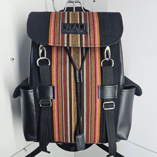 MOCHILA WALI CUERO _ Chenilla negro