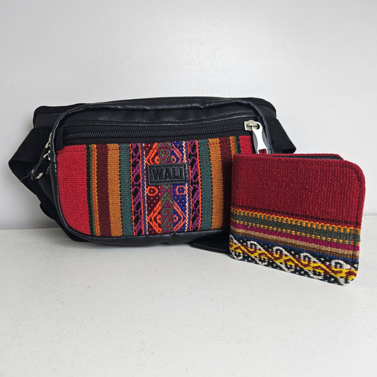 Combo riñonera y billetera doble (rojo)