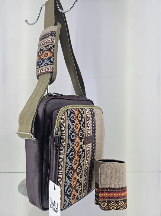 Combo morral y billetera doble (beige)