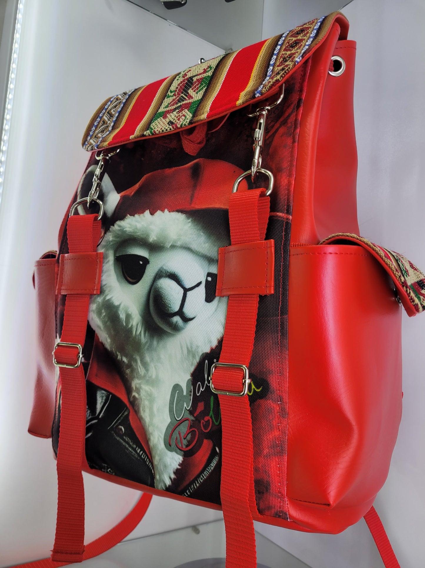 Mochila (rojo llamita peluche)
