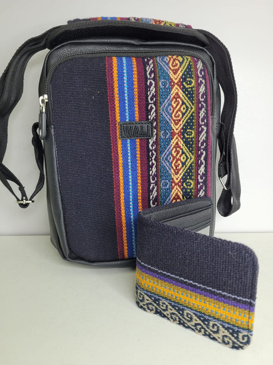 Combo morral con billetera (azul marino)
