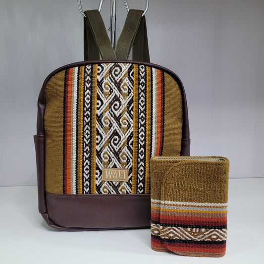 Combo mochila mini con billetera mini (vicuña)