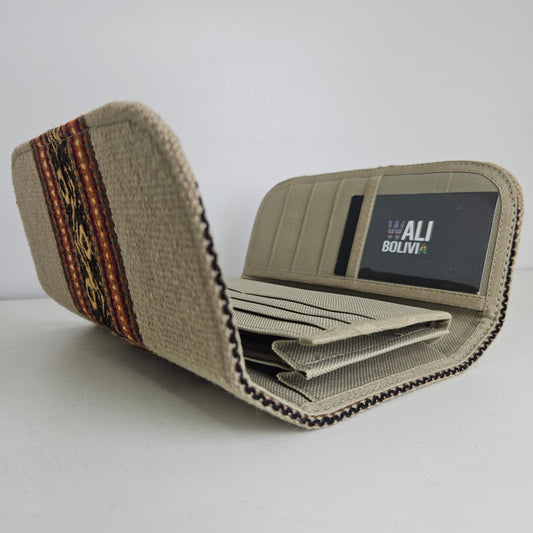 Billetera Portacelular (beige con diseño medio)