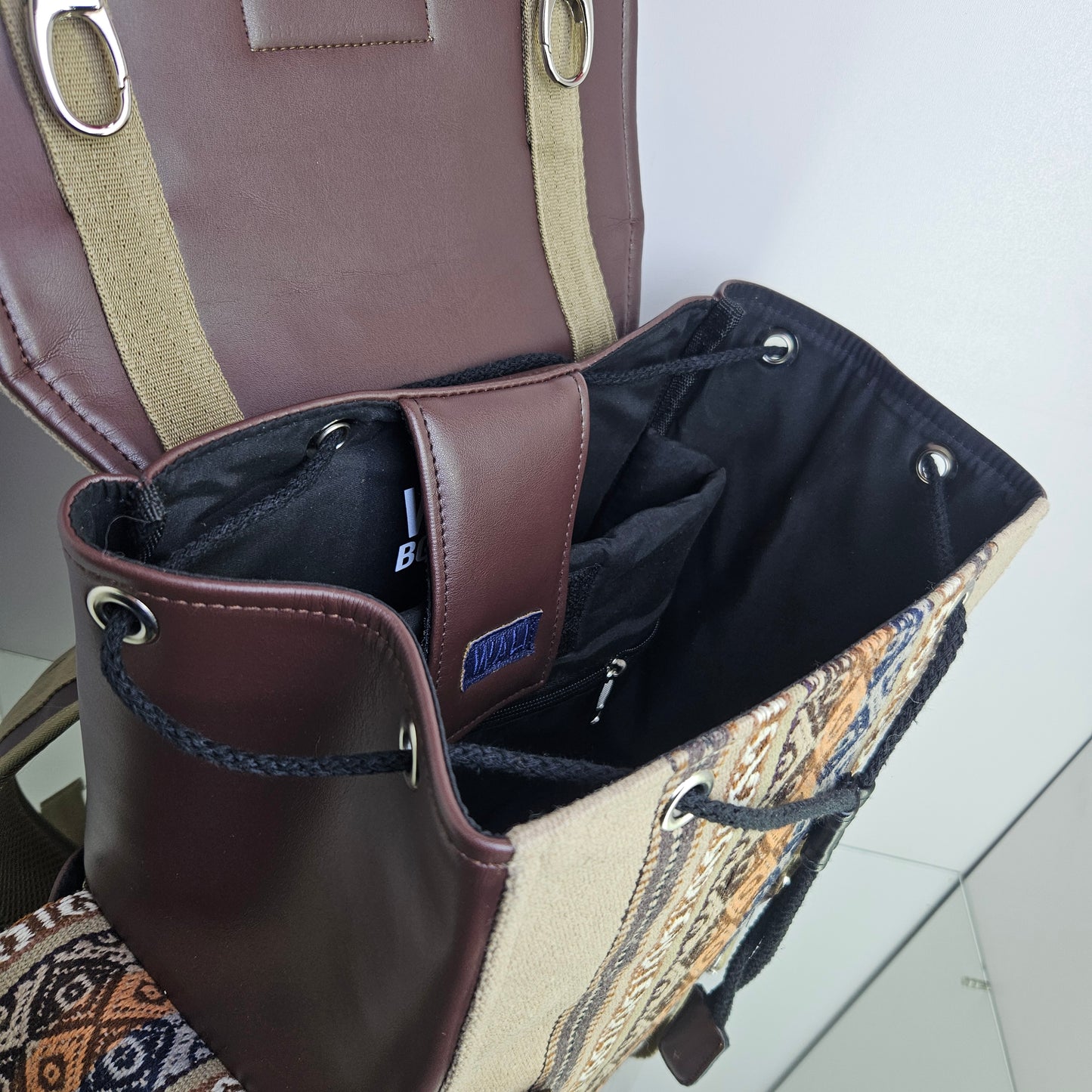 Mochila de cuero (beige)