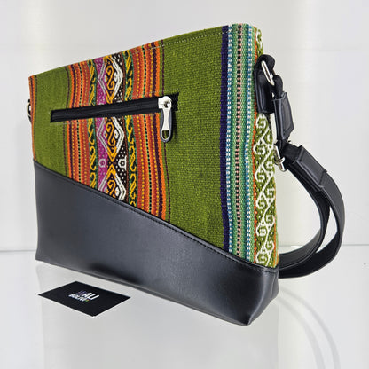 Cartera cuero aguayo (verde lechuga)