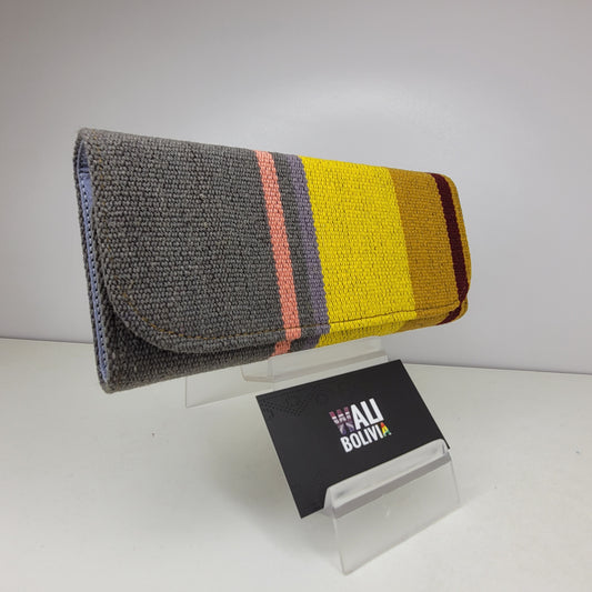 Billetera Porta Celular (plomo oscuro y amarillo)