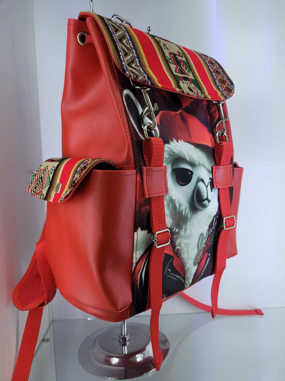 Mochila (rojo llamita peluche)
