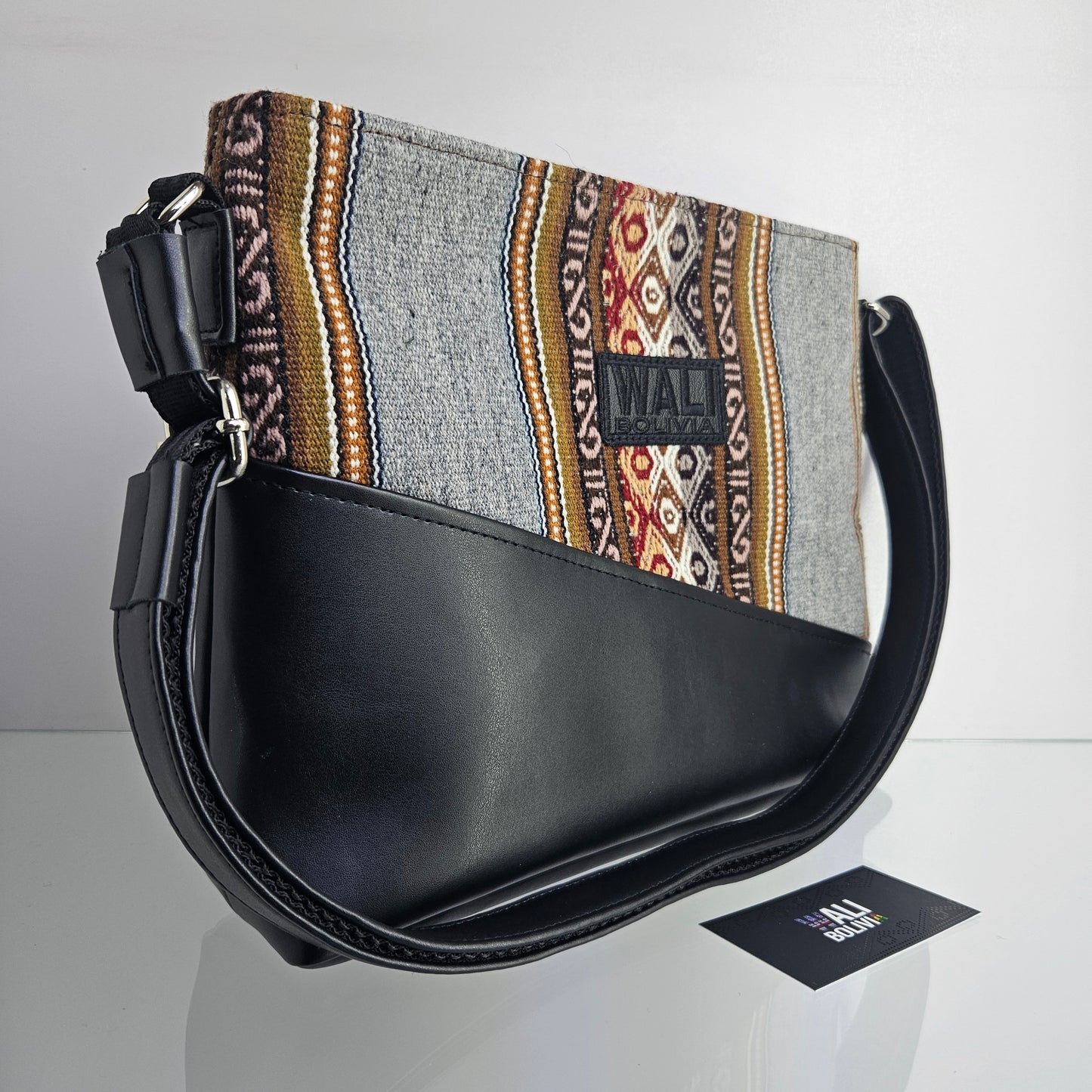 Cartera Warmi l (plomo con diseño)