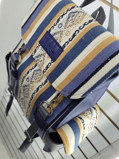 Mochila de aguayo (azul cremita)