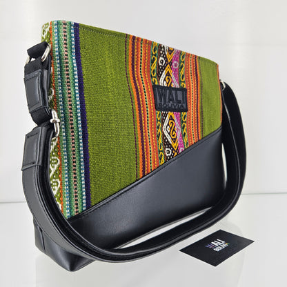 Cartera cuero aguayo (verde lechuga)