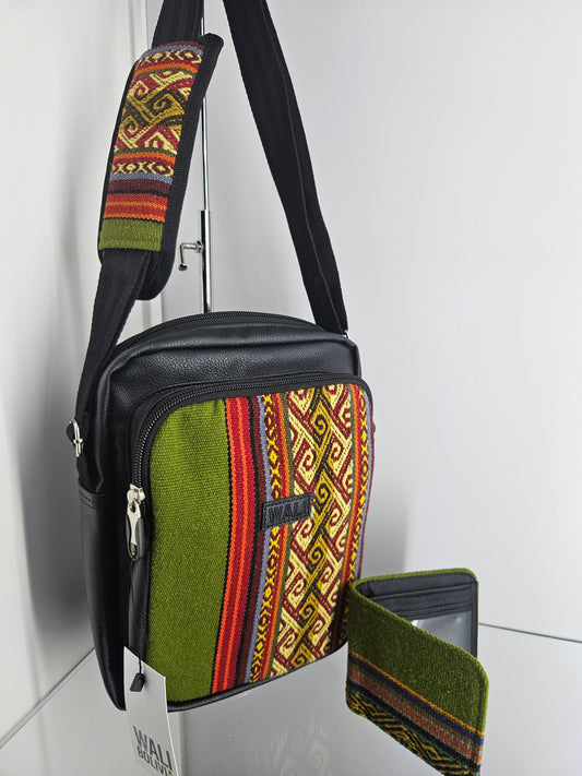 Combo morral y billetera (verde pacai)
