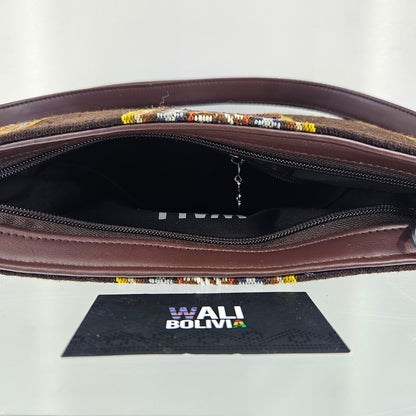 Cartera cuero aguayo (chocolate )