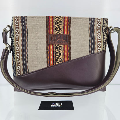 Cartera cuero aguayo (beige)