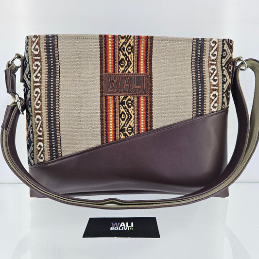 Cartera cuero aguayo (beige)