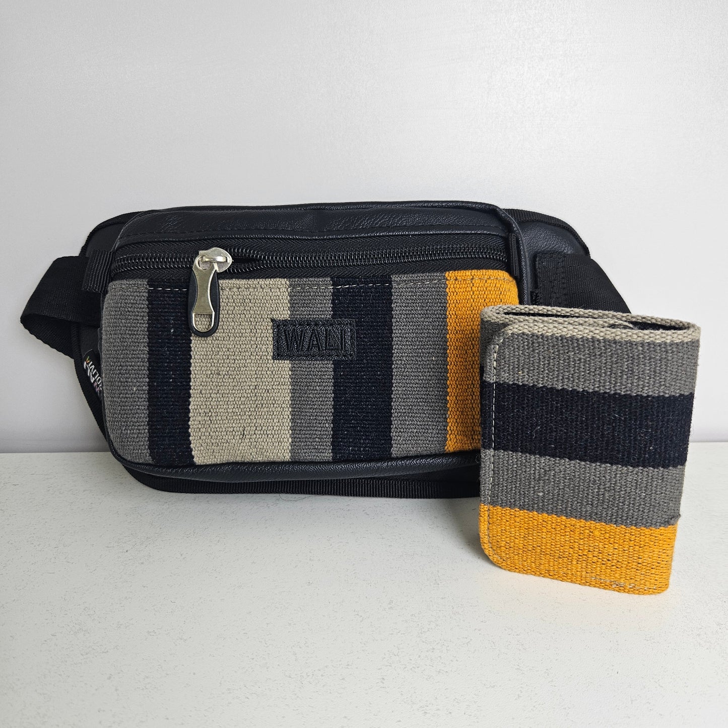 Combo riñonera y billetera triple (plomo oscuro)