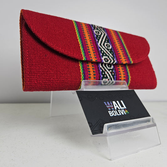 Billetera chequera (rojo carmin diseño medio)