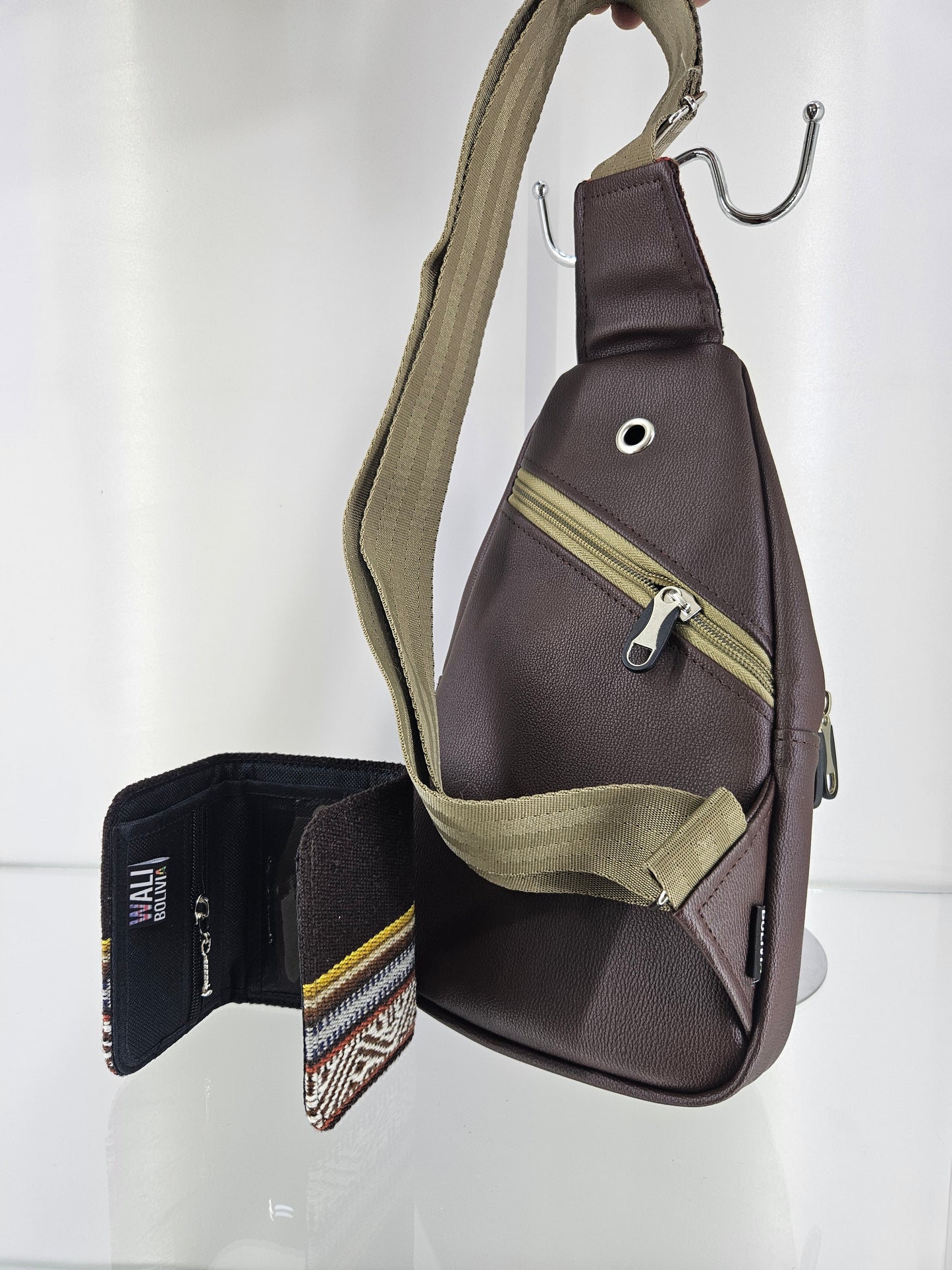 Combo pechera y Billetera triple(cafe fuego)